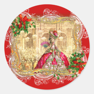 Marie Antoinette Kerstbal Ronde Sticker