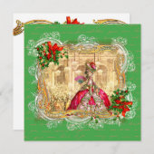Marie Antoinette Kerstmis Uitnodiging (Voorkant / Achterkant)
