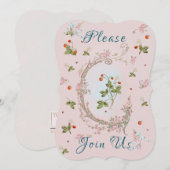 Marie Antoinette Kleine Aardbei Uitnodigingen (Voorkant / Achterkant)