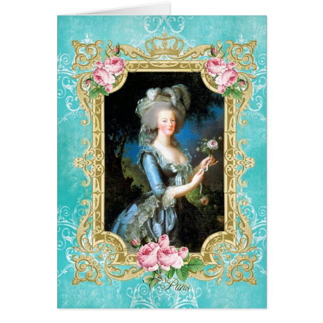 Marie Antoinette Le Brun Portrait Blue Damas carte (Devant)