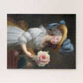 Marie Antoinette met een roze pioen Legpuzzel (Horizontaal)