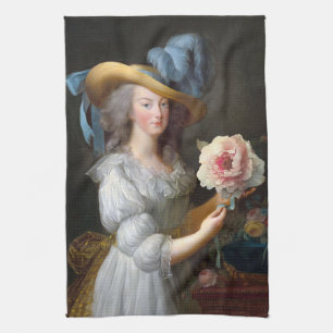 Marie Antoinette met een roze pioen Theedoek