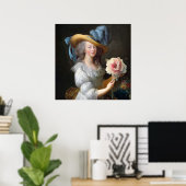 Marie Antoinette met roze anemoon bloem Poster (Thuiskantoor)