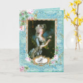 Marie Antoinette met roze rozen en kant Kaart (Gele Bloem)