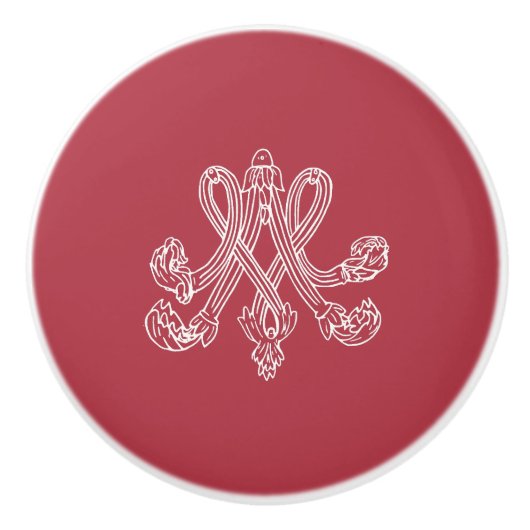 Marie Antoinette Monogramm Monogram initials pink Keramische Knop (Voorkant)