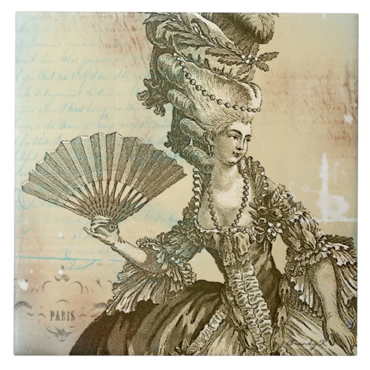 Marie Antoinette Parchment Art Tile Tegeltje (Voorkant)