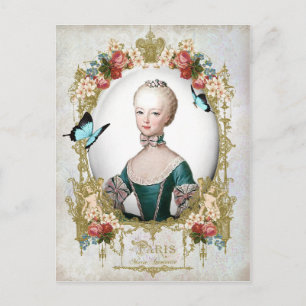 Marie Antoinette, Parijs, armoedig, portret, roos Briefkaart