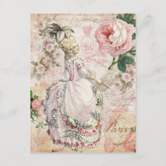 Marie Antoinette, Parijs, armoedig, roze, roos, Br Briefkaart