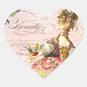 Marie Antoinette Paris Pink Roses Hart Sticker