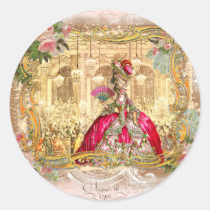 Marie Antoinette Party in Pink te Versailles Ronde Sticker