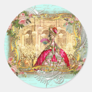 Marie Antoinette Party in Versailles in Aqua Ronde Sticker