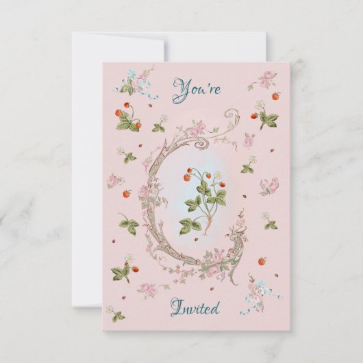 Marie Antoinette Petite Invitation Rose Fraise (Devant)