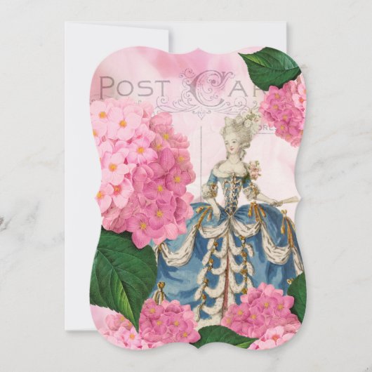 Marie Antoinette Pink Hydrangea Aangepaste uitnodi Kaart