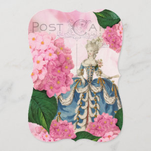 Marie Antoinette Pink Hydrangea Aangepaste uitnodi Kaart