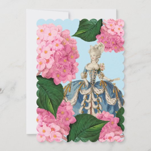 Marie Antoinette Pink Hydrangea Aangepaste uitnodi Kaart (Voorkant)