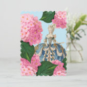 Marie Antoinette Pink Hydrangea Aangepaste uitnodi Kaart (Staand voorkant)