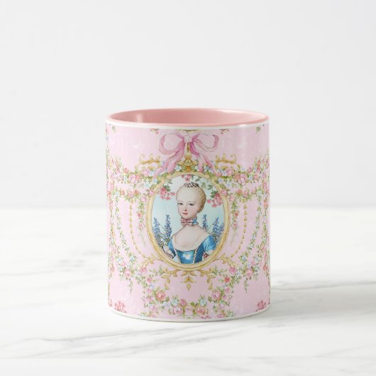 Marie Antoinette Pink Rose Frame Mug (Centre)