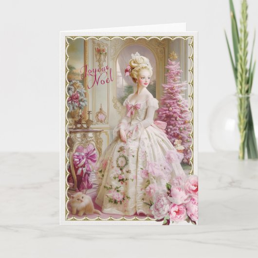 Marie Antoinette Pink tree cat Christmas card (Voorkant)