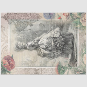 Marie Antoinette Pink Waterverf Flowers Decoupage Tissuepapier
