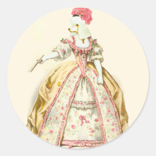 Marie Antoinette Poodle Ronde Sticker