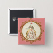 Marie Antoinette Poodle Vierkante Button 5,1 Cm (Voorkant /achterkant)