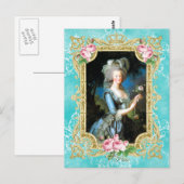 Marie Antoinette Portrait bleu Damas Carte postale (Devant / Derrière)