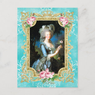 Marie Antoinette Portrait bleu Damas Carte postale