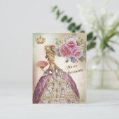 Marie Antoinette Portrait Carte postale rose vinta (Debout devant)