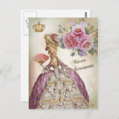 Marie Antoinette Portrait Carte postale rose vinta (Devant / Derrière)