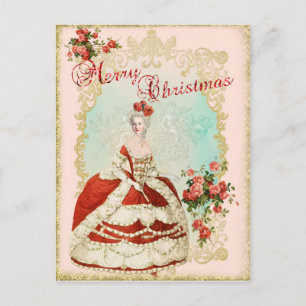 Marie Antoinette Portret Ansichtkaart Kerstroos Feestdagenkaart