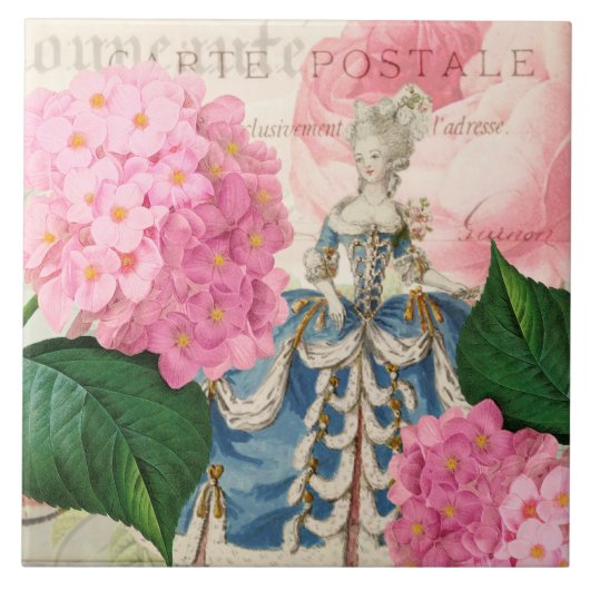 Marie Antoinette Redoute Hydrangea Ceramic Tile Tegeltje (Voorkant)