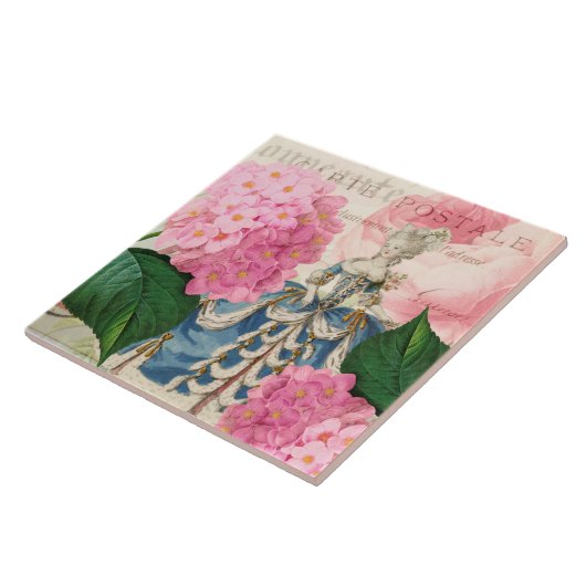 Marie Antoinette Redoute Hydrangea Ceramic Tile Tegeltje (Zijkant)