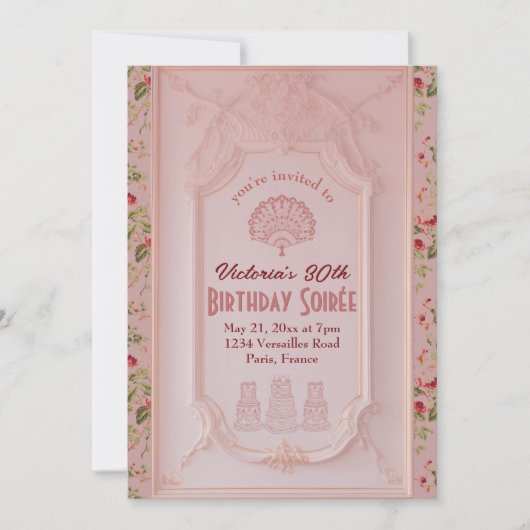 Marie Antoinette Rococo Coquette Verjaardagsfeestj Kaart (Voorkant)