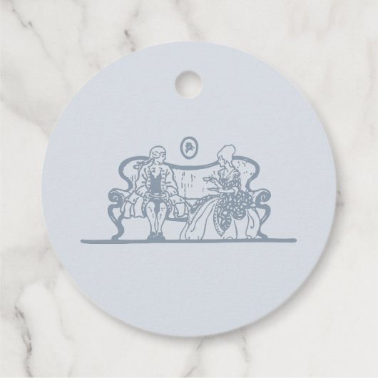Marie Antoinette Rococo Dusty Blue Bedankt Bedankjes Labels (Achterkant)