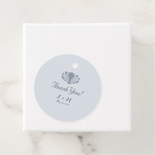 Marie Antoinette Rococo Dusty Blue Bedankt Bedankjes Labels (In situ)