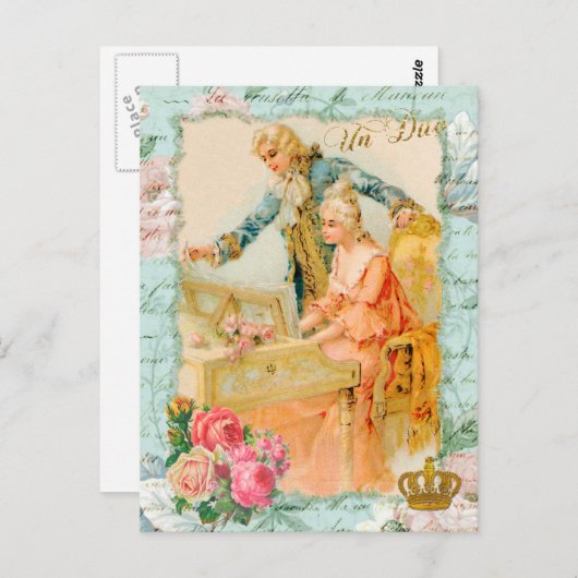 Marie Antoinette Rococo Piano Carte Postale (Devant / Derrière)