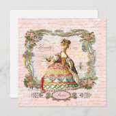 Marie Antoinette Rose Roses à Paris Invitation (Devant / Derrière)