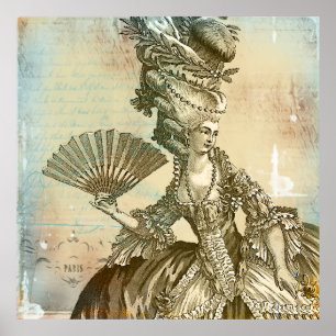 Marie Antoinette Sepia Parchment Lg. Impression de