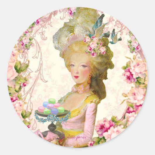 Marie Antoinette Springtime Pastille Macaron Seals Ronde Sticker (Voorkant)