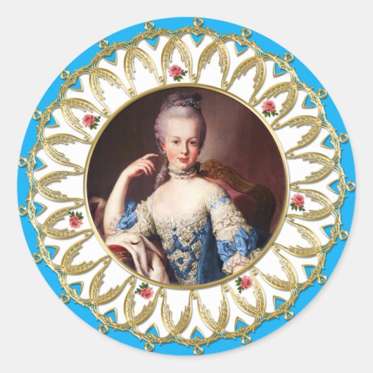 Marie Antoinette Sticker Blue Rose Gold Flame (Devant)