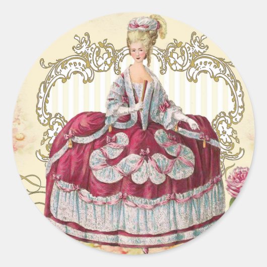 Marie Antoinette Stickers, Envelopzegels Ronde Sticker (Voorkant)
