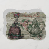 marie antoinette tea pot florale verjaardagsfeest kaart (Voorkant / Achterkant)