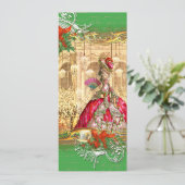 Marie Antoinette Versailles Kersttea Party Kaart (Staand voorkant)