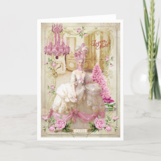 Marie Antoinette Versailles Pink Christmas Card Feestdagen Kaart