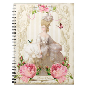 Marie Antoinette White Dress & Roze Roses notebook Notitieboek