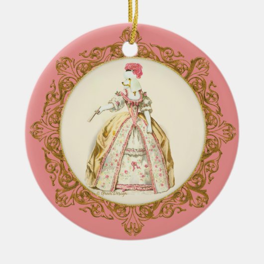 Marie Antoinette White Poodle Ornament (Voorkant)