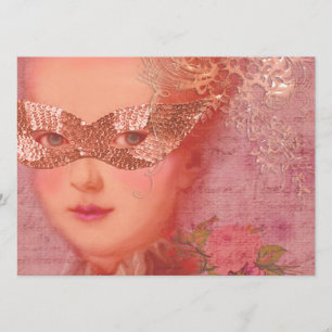 Marie Antoinette Winter Wedding Masquerade 5 x 7 Kaart