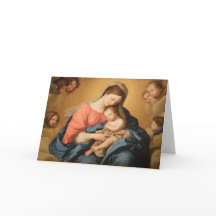 Marie avec la carte de la Fête de la Mère de Jésus