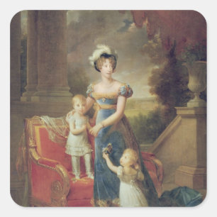 Marie-Caroline de Bourbon met haar kinderen Vierkante Sticker