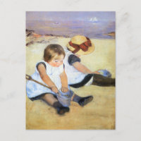 Marie Cassatt jouant sur la plage - Carte postale